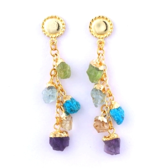 Multi stone drop earrings - Picture 1 of 5